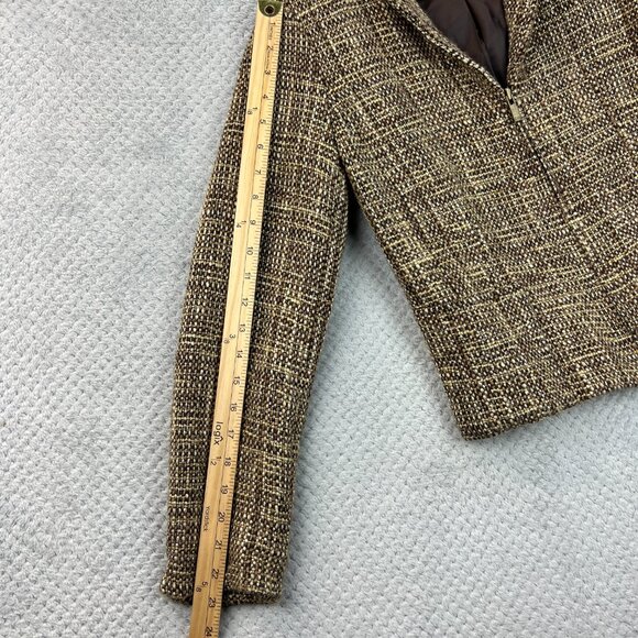 Jones New York Signature Womens Boucle Tweed Blazer Tan Brown Classic Petite Sma - Picture 16 of 16